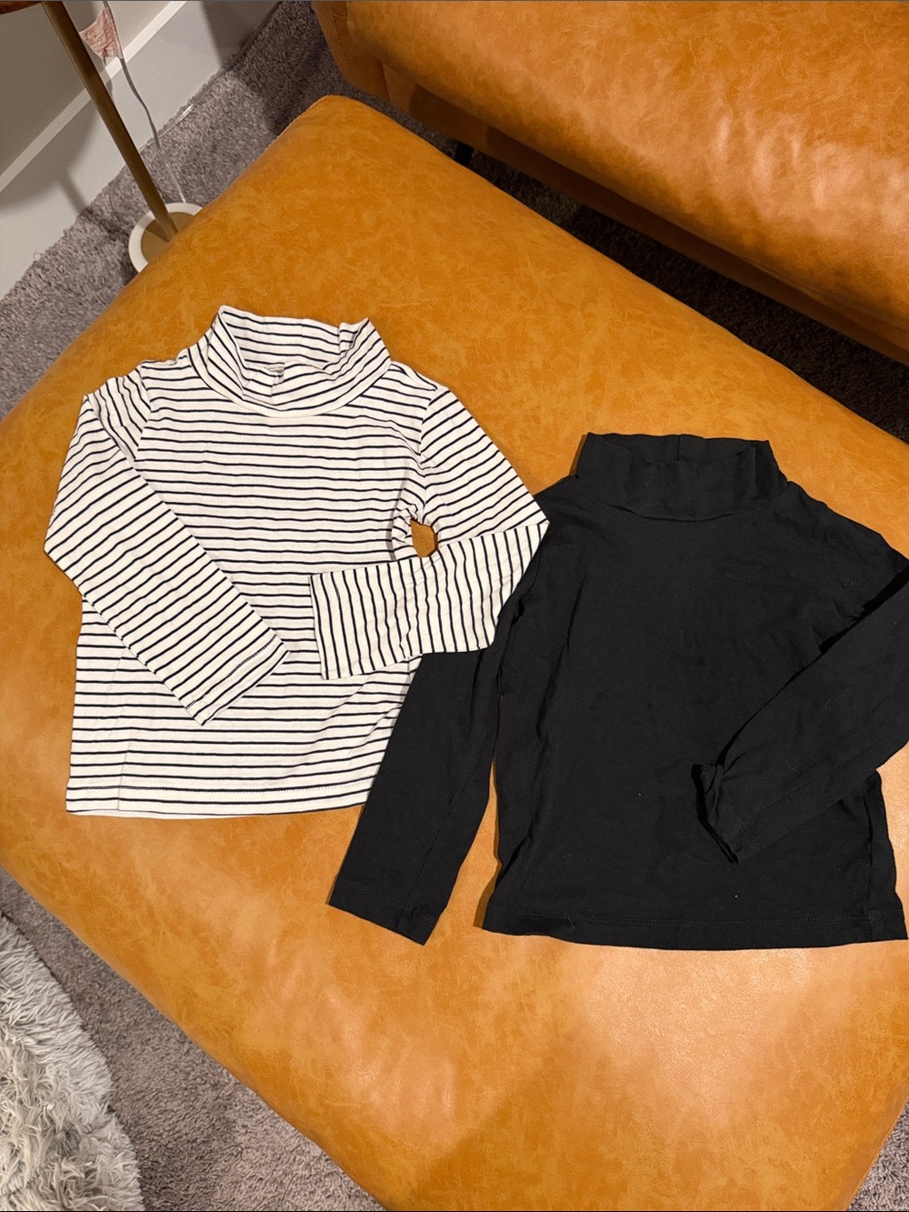 Crewcuts Kids Long-Sleeve Mock Turtleneck Set - Black & White Stripe